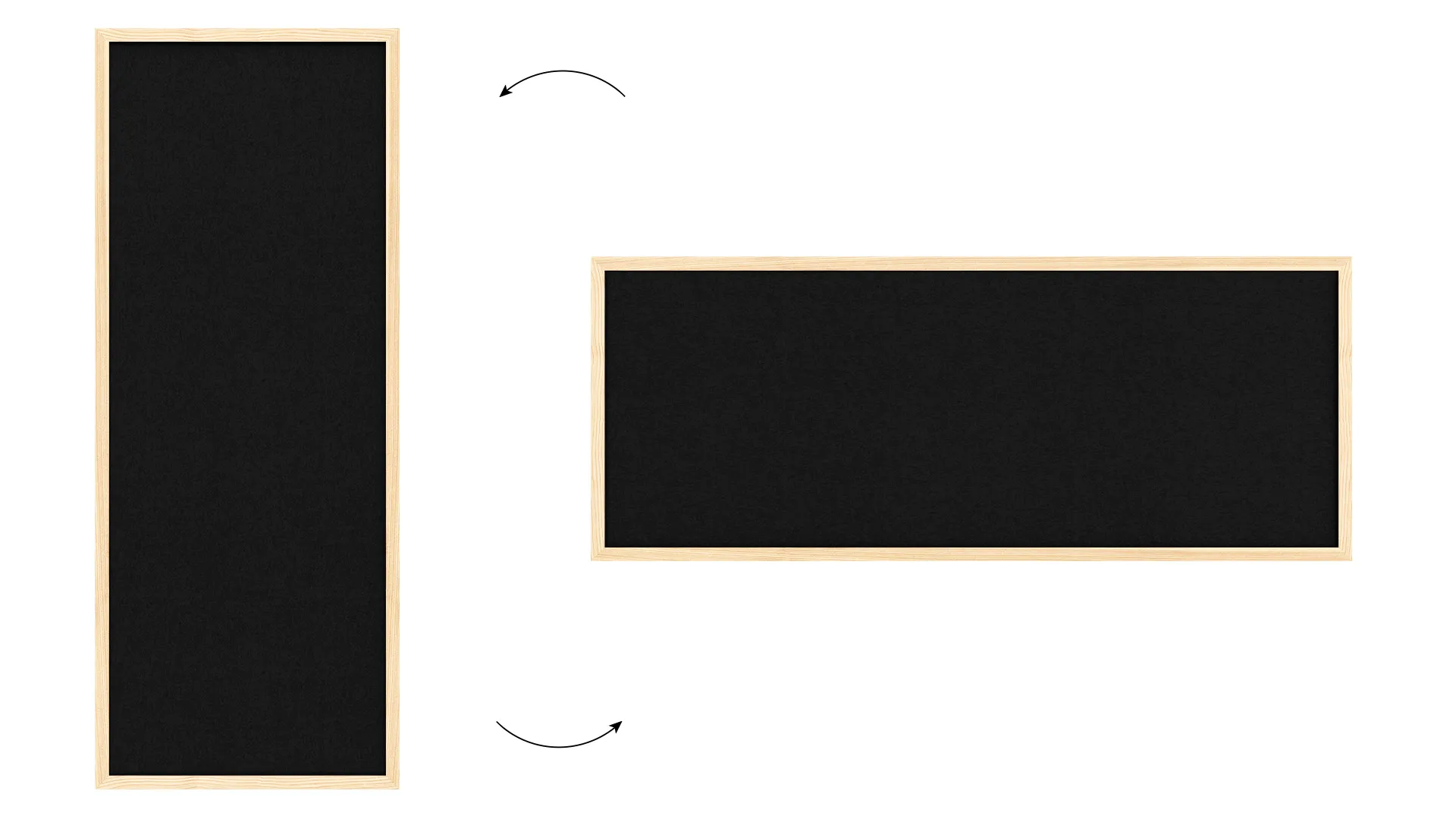 Tableau en feutre 100x40 cm, noir, avec cadre en bois laqué – Image 7