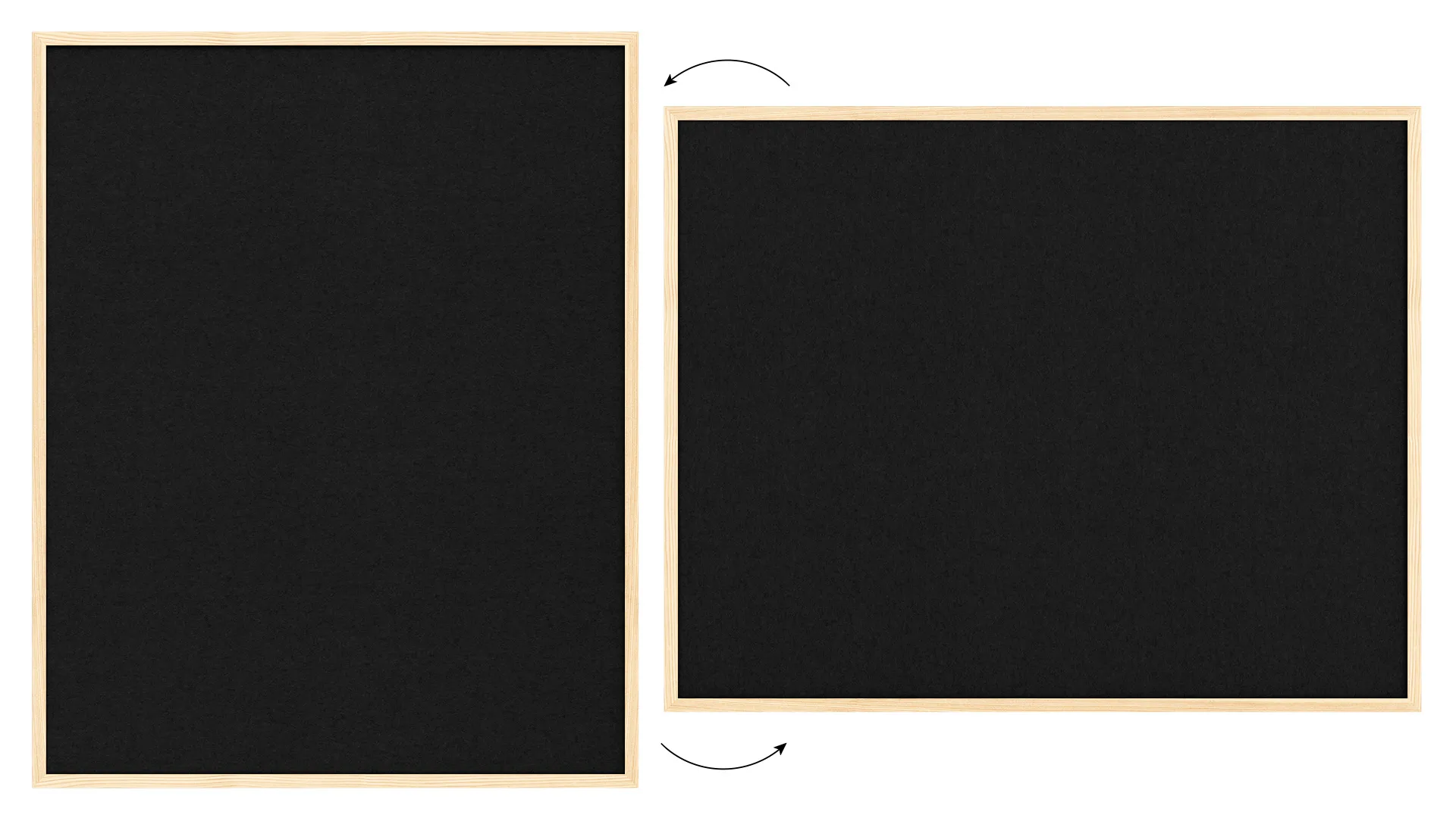 Tableau en feutre 100x80 cm, noir, avec cadre en bois laqué – Image 7