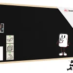 Tableau en feutre 120x60 cm, noir, avec cadre en bois laqué