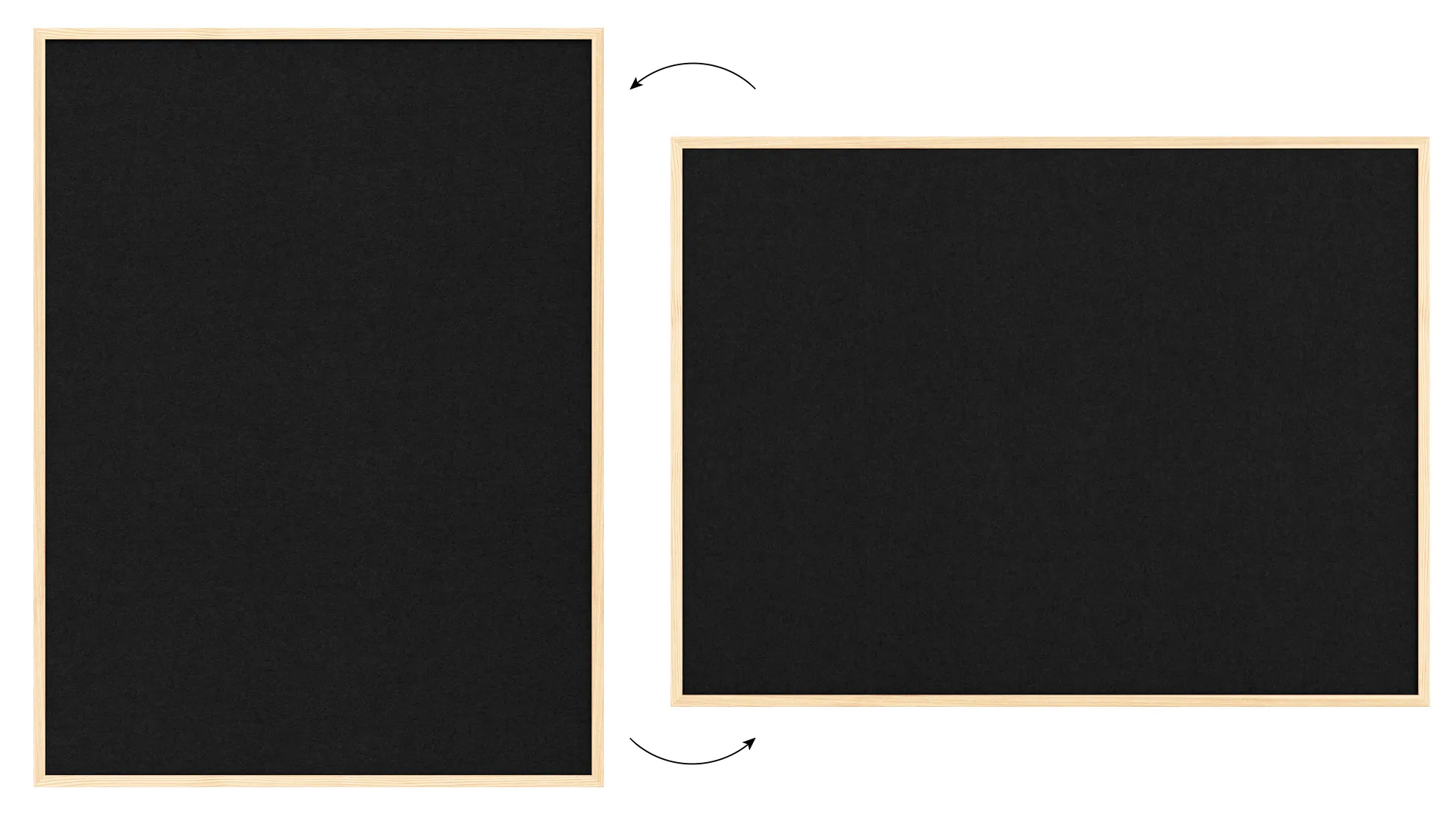 Tableau en feutre 120x90 cm, noir, avec cadre en bois laqué – Image 7
