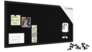 Tableau en feutre 80x40 cm, noir, avec cadre en bois noir