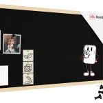 Tableau en feutre 80x40 cm, noir, avec cadre en bois laqué