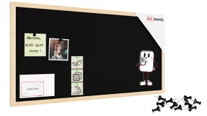 Tableau en feutre 80x40 cm, noir, avec cadre en bois laqué