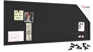 Tableau en feutre 100x40 cm, gris, avec cadre en bois gris