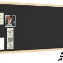 Tableau en feutre 100x40 cm, gris, avec cadre en bois laqué