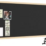 Tableau en feutre 100x40 cm, gris, avec cadre en bois laqué