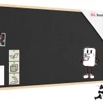 Tableau en feutre 120x60 cm, gris, avec cadre en bois laqué