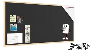 Tableau en feutre 120x60 cm, gris, avec cadre en bois laqué