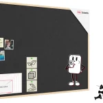 Tableau en feutre 120x90 cm, gris, avec cadre en bois laqué