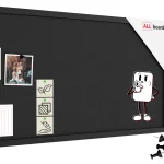 Tableau en feutre 80x40 cm, gris, avec cadre en bois gris