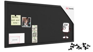 Tableau en feutre 80x40 cm, gris, avec cadre en bois gris