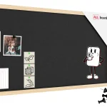 Tableau en feutre 80x40 cm, gris, avec cadre en bois laqué