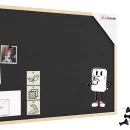 Tableau en feutre 90x60 cm, gris, avec cadre en bois laqué