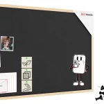 Tableau en feutre 90x60 cm, gris, avec cadre en bois laqué