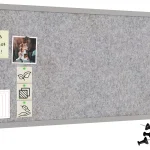 Tableau en feutre 100x40 cm, gris clair, avec cadre en bois gris clair