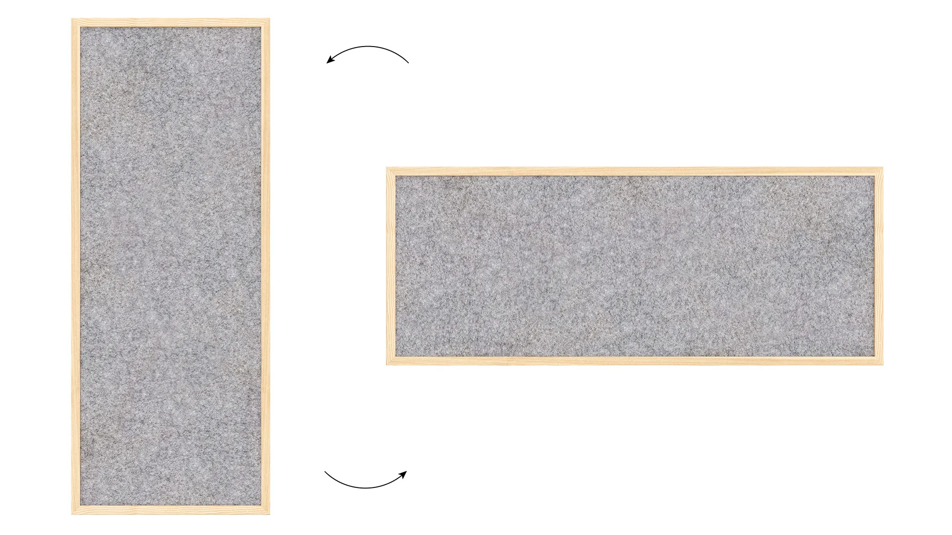 Tableau en feutre 100x40 cm, gris clair, avec cadre en bois laqué – Image 7