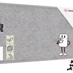 Tableau en feutre 120x60 cm, gris clair, avec cadre en bois gris clair