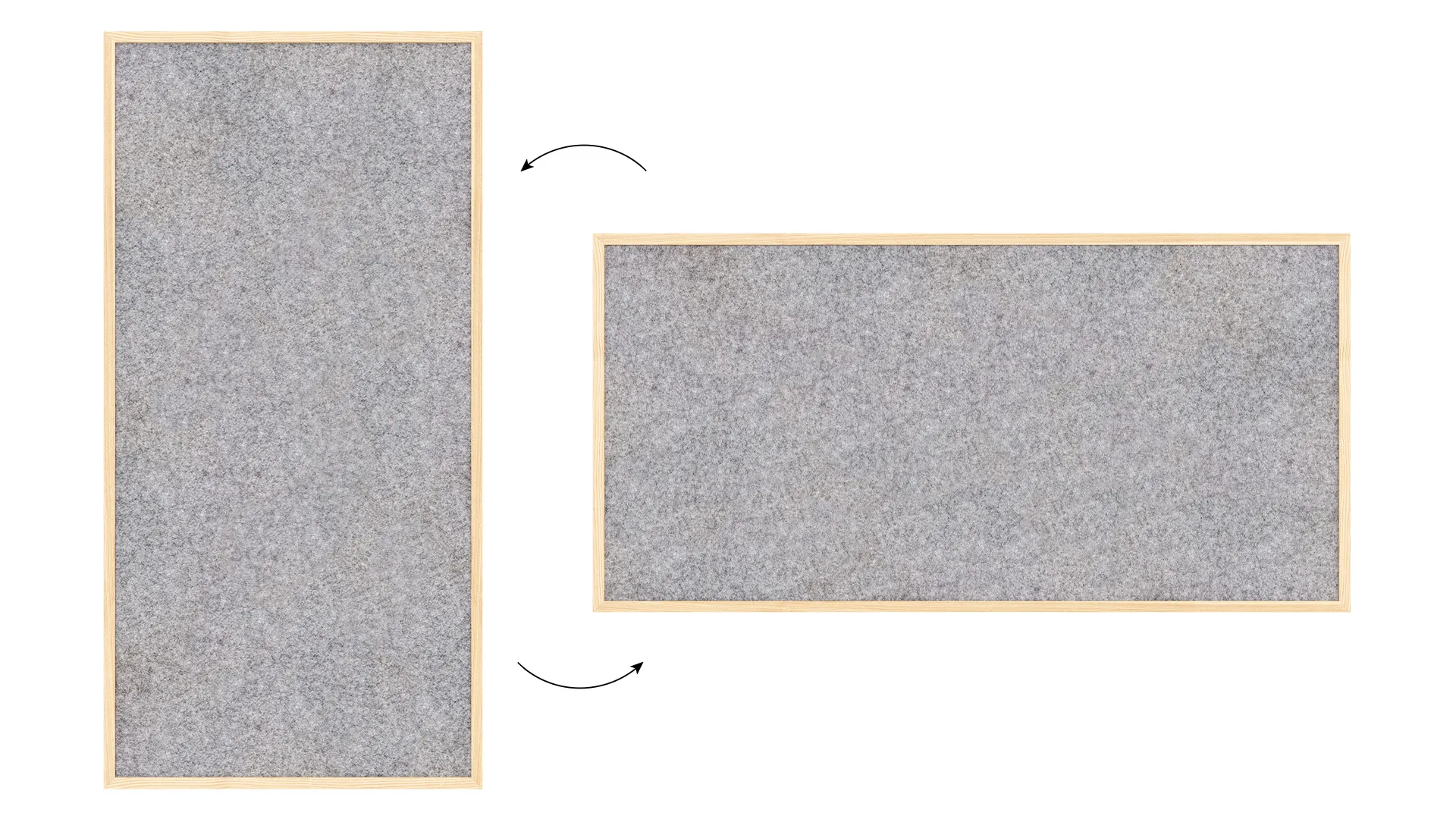 Tableau en feutre 120x60 cm, gris clair, avec cadre en bois laqué – Image 7