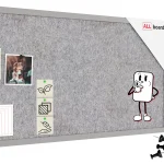 Tableau en feutre 80x40 cm, gris clair, avec cadre en bois gris clair