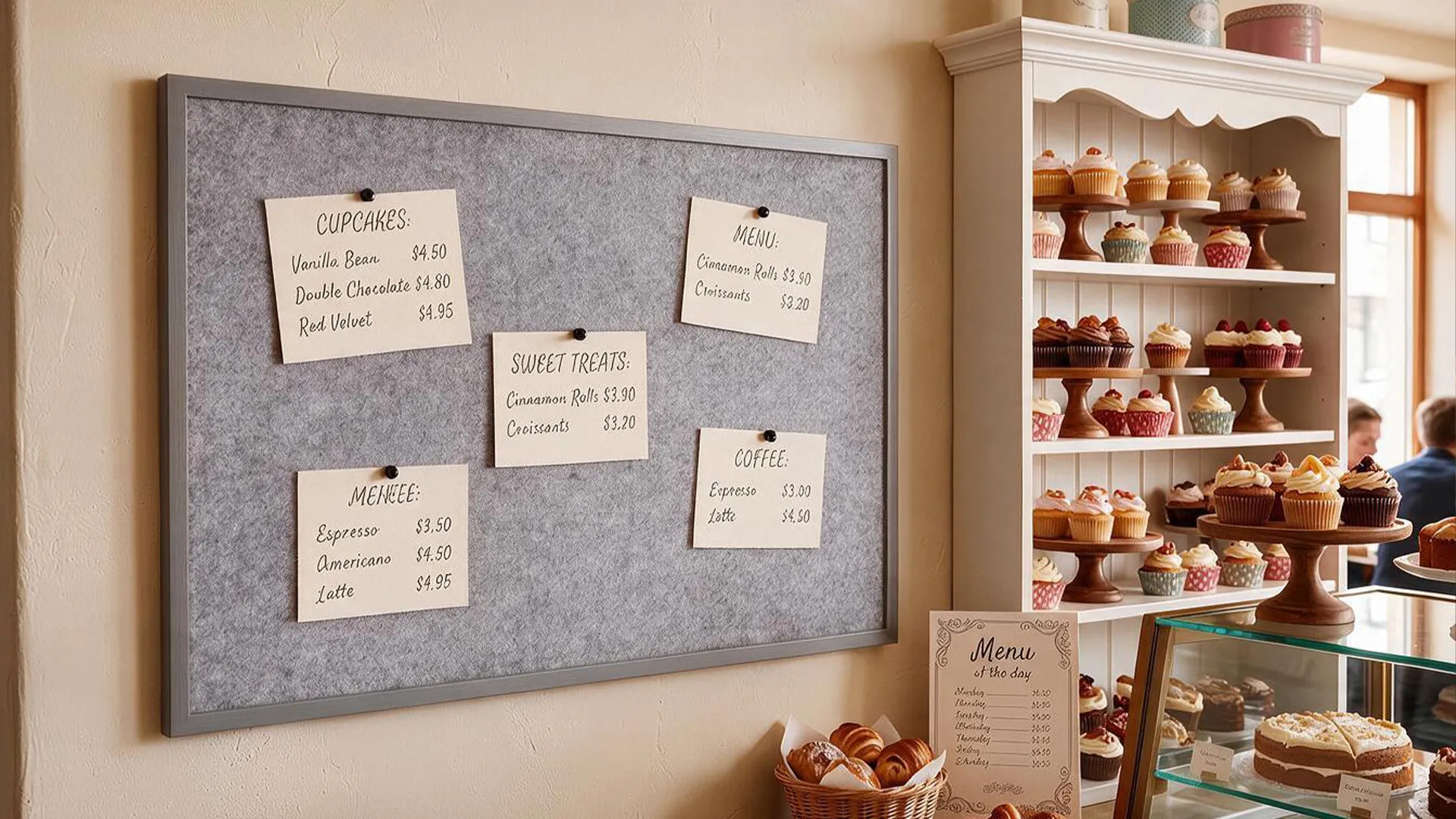 Tableau en feutre 90x60 cm, gris clair, avec cadre en bois gris clair – Image 9
