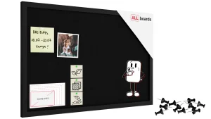 Tableau en feutre 60x40 cm, noir, avec cadre en bois noir