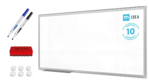 Tableau blanc magnétique 100x50 cm avec cadre en aluminium + accessoires - Série TM IDEA® Flex