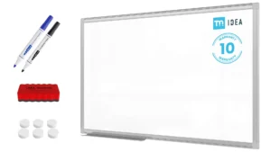 Tableau blanc magnétique 80x50 cm avec cadre en aluminium + accessoires - Série TM IDEA® Flex