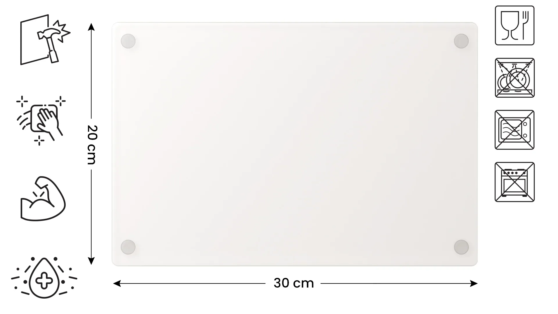 Planche à découper en verre TRANSPARENTE 30x20 cm – Image 2