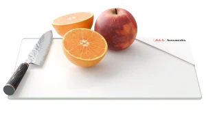 Planche à Découper & Plateau en Verre 30x20cm BLANCHE
