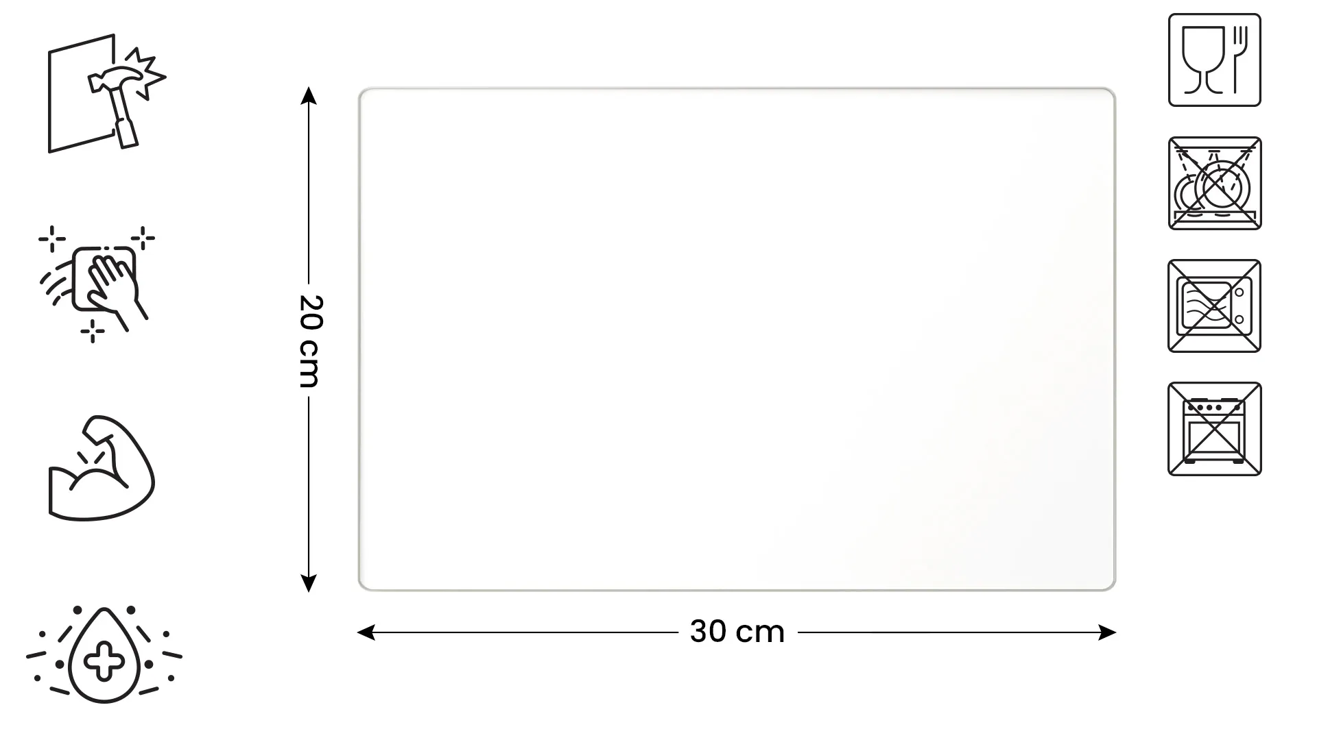 Planche à Découper & Plateau en Verre 30x20cm BLANCHE – Image 2