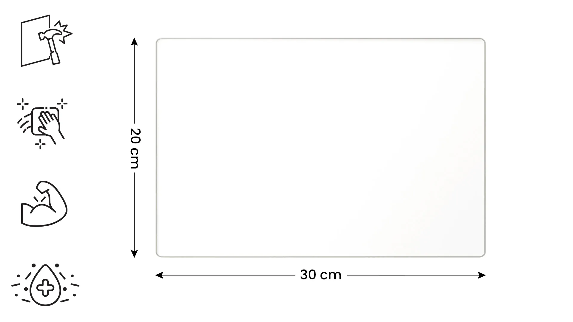 Planche à Découper & Plateau en Verre 30x20cm BLANCHE – Image 2