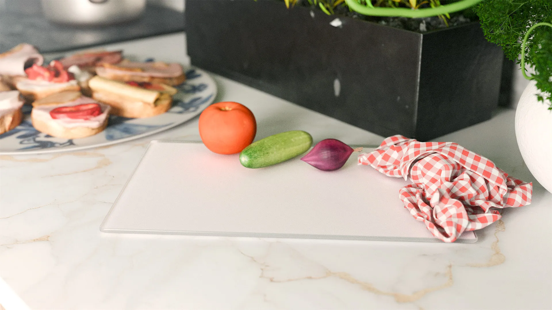 Planche à Découper & Plateau en Verre 30x20cm BLANCHE – Image 3