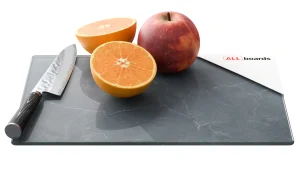 Planche à Découper & Plateau en Verre 30x20cm avec Motif Anthracite Marbre