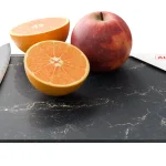 Planche à Découper & Plateau en Verre 30x20cm avec Motif Marbre Noir