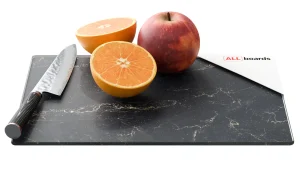 Planche à Découper & Plateau en Verre 30x20cm avec Motif Marbre Noir
