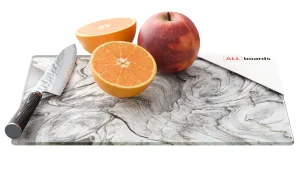 Planche à Découper & Plateau en Verre 30x20cm avec Motif BOIS FOSSILE