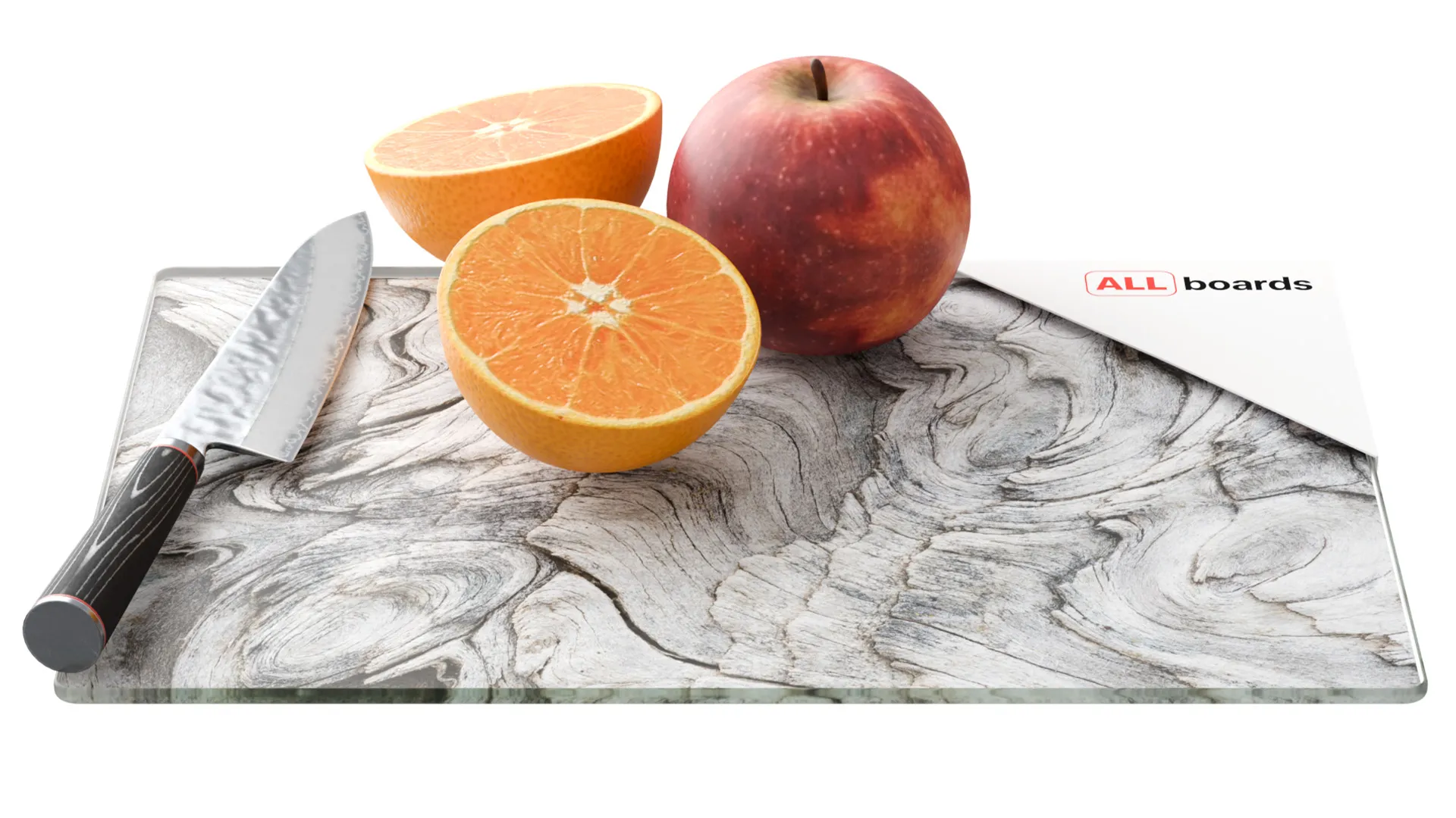 Planche à Découper & Plateau en Verre 30x20cm avec Motif BOIS FOSSILE