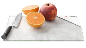 Planche à Découper & Plateau en Verre 30x20cm avec Motif BÉTON II
