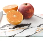 Planche à Découper & Plateau en Verre 30x20cm avec Motif Anthracite Marbre Or