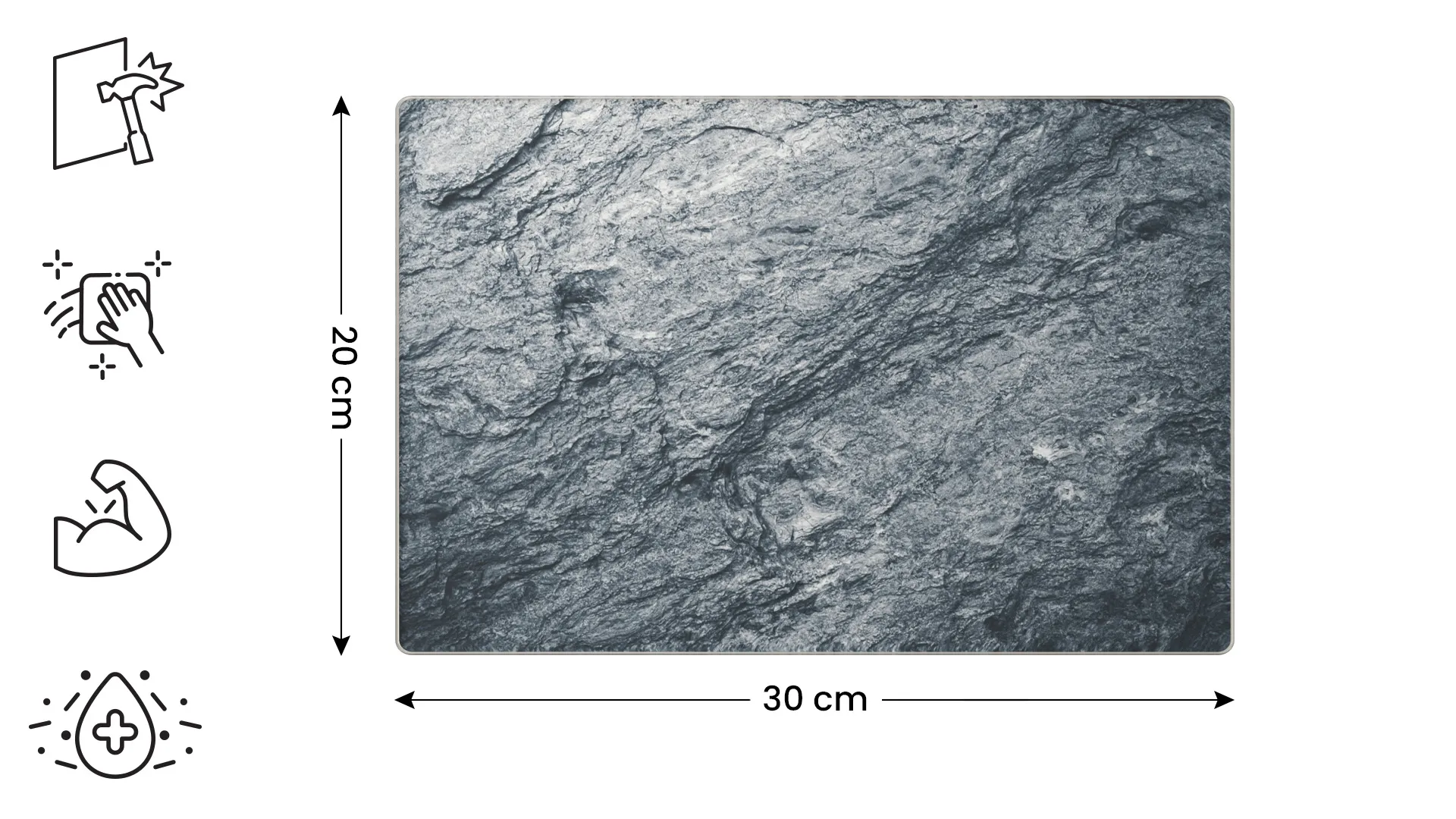 Planche à Découper & Plateau en Verre 30x20cm avec Motif Granite – Image 2