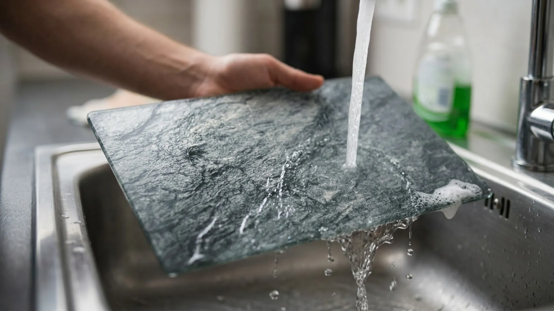 Planche à Découper & Plateau en Verre 30x20cm avec Motif Granite – Image 7