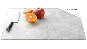 Planche à Découper & Plateau en Verre 50x40cm avec Motif BÉTON II