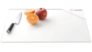 Planche à Découper & Plateau en Verre 50x40cm BLANCHE
