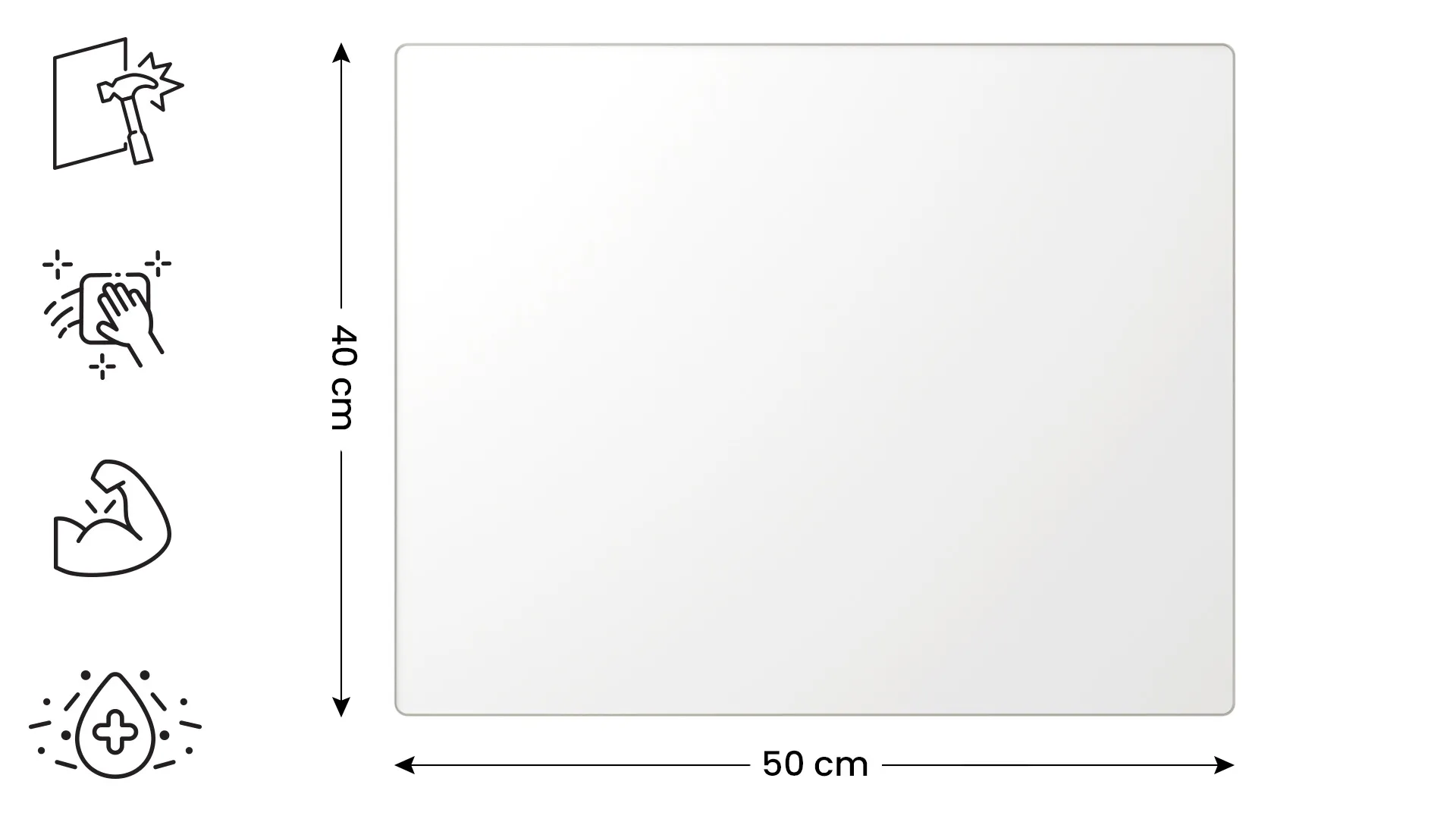 Planche à Découper & Plateau en Verre 50x40cm BLANCHE – Image 2