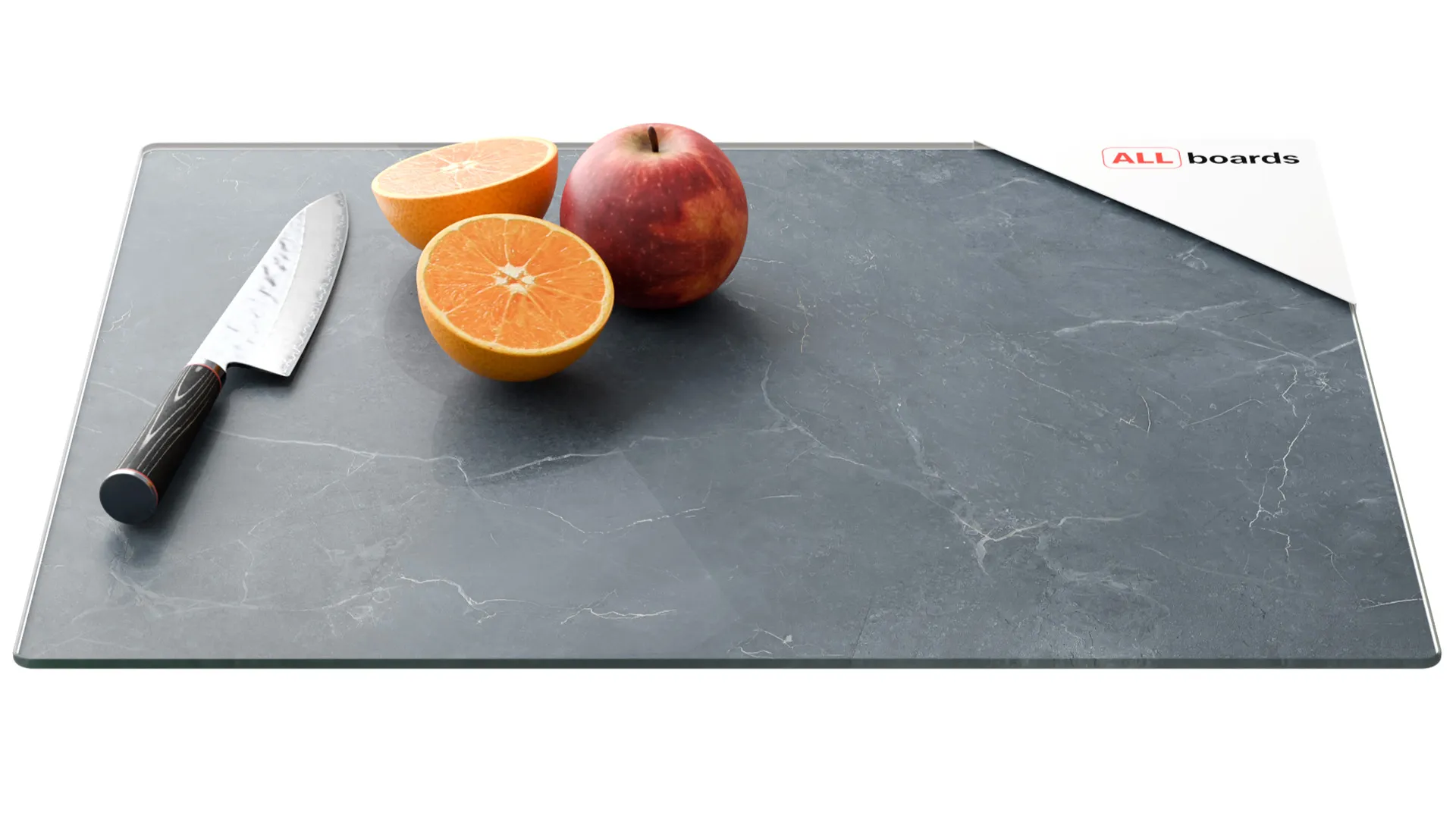 Planche à Découper & Plateau en Verre 50x40cm avec Motif Anthracite Marbre