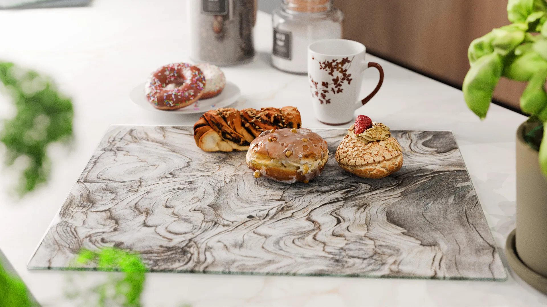 Planche à Découper & Plateau en Verre 50x40cm avec Motif BOIS FOSSILE – Image 4