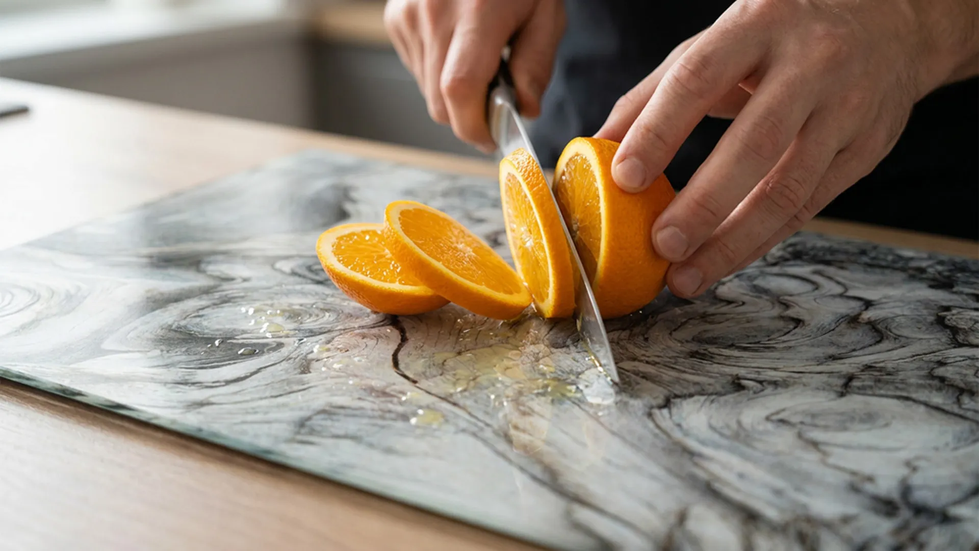 Planche à Découper & Plateau en Verre 50x40cm avec Motif BOIS FOSSILE – Image 6