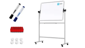 Tableau blanc mobile TM Idea magnétique rotatif double face effaçable à sec 100x70 cm - Série FLEX