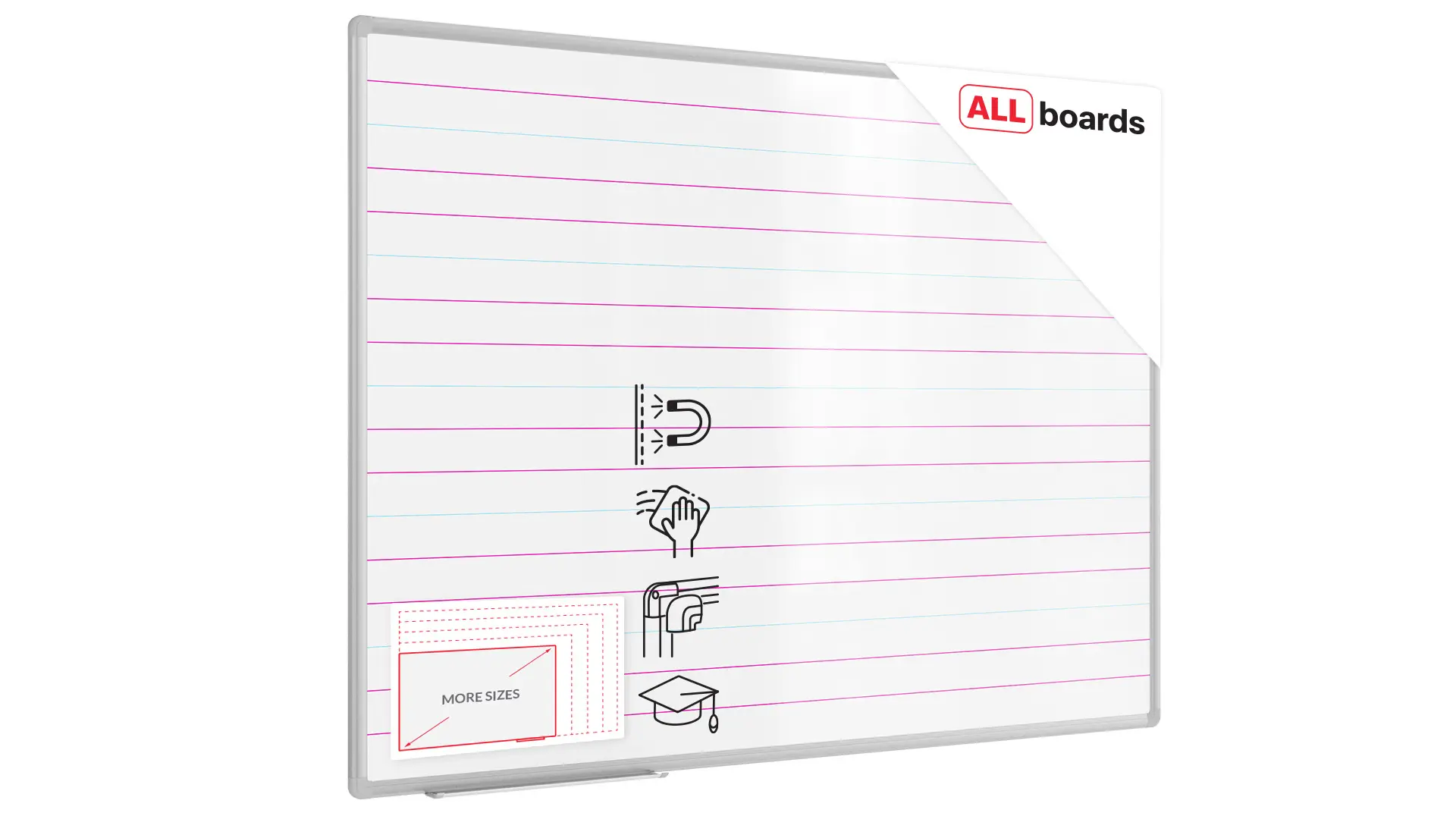 Tableau blanc magnétique effaçable à sec 120x90 cm – Lignage Triple