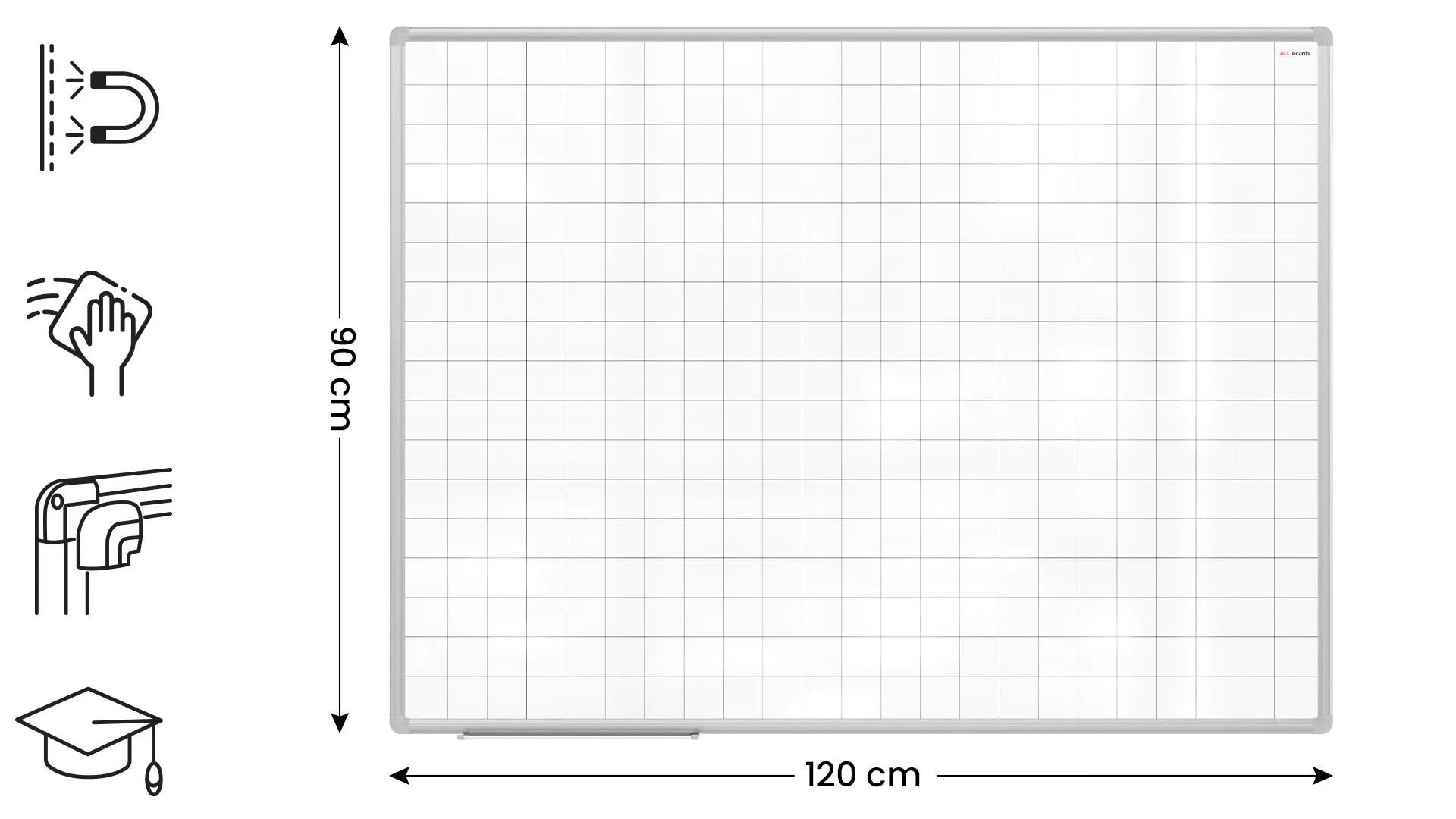 Tableau magnétique effaçable à sec 120x90 – Petits Carreaux – Image 2